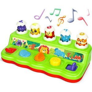 Pop Up Animals Toy with Music & Sound, Early Developmental Toy for 1 Year Old